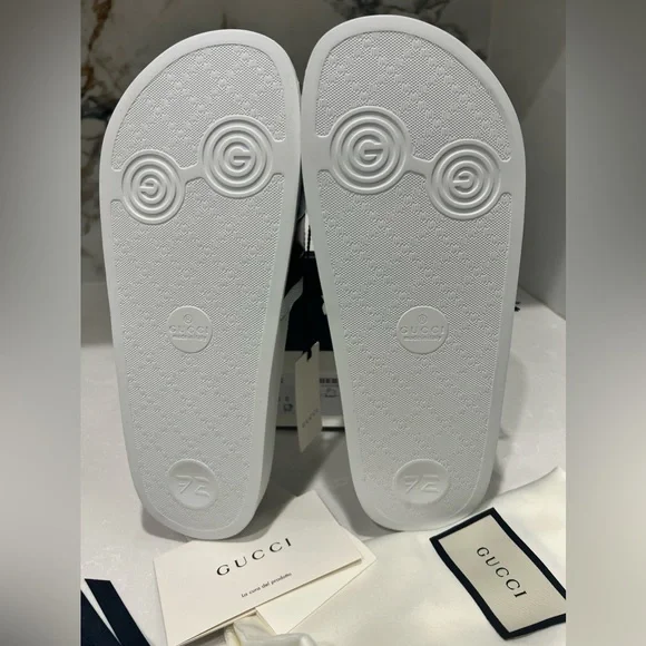 Gucci White Pursuit Web Accent Red Green Slides New - Picture 6 of 11